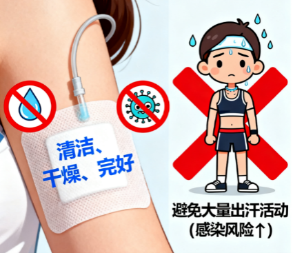[图片占位：PICC管护理与避免出汗]