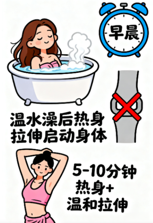 [图片占位：温水澡后热身拉伸]