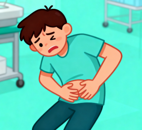 [图片占位：腹部剧痛警示]